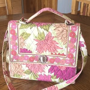 Vera Bradley Pink Floral Quilted Satchel Crossbody